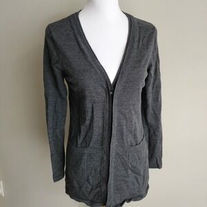TALBOTS Merino Wool Cardigan Womens XS Luxury Classic Capsule Wardrobe Soft Gray